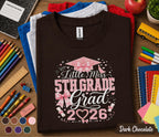 Little Miss 5th Grade Grad 2026 Shirt, Pink Bow Graduation Cap Tee, Elementary School Graduate Gift, Coquette Fifth Grade Graduation Shirt