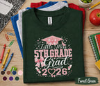 Little Miss 5th Grade Grad 2026 Shirt, Pink Bow Graduation Cap Tee, Elementary School Graduate Gift, Coquette Fifth Grade Graduation Shirt
