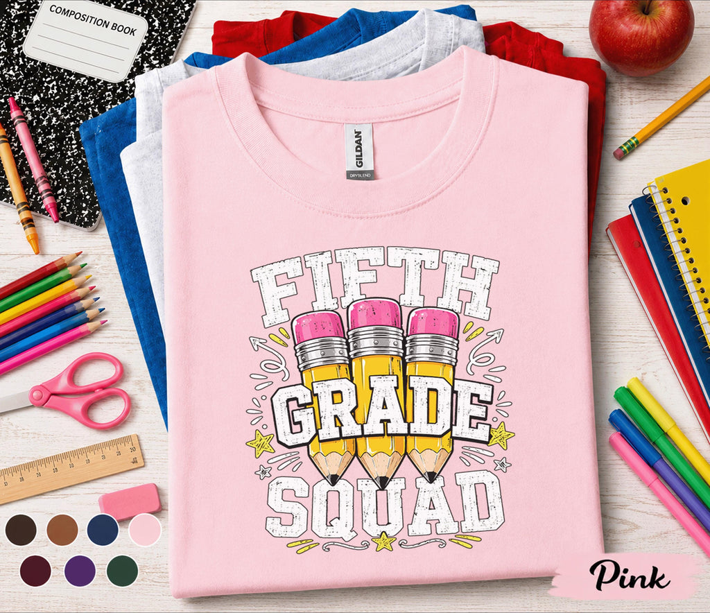 Fifth Grade Squad Shirt, 5th Grade Back to School Tee, Cute Pencil School Shirt, First Day of 5th Grade Shirt, Elementary Student Gift