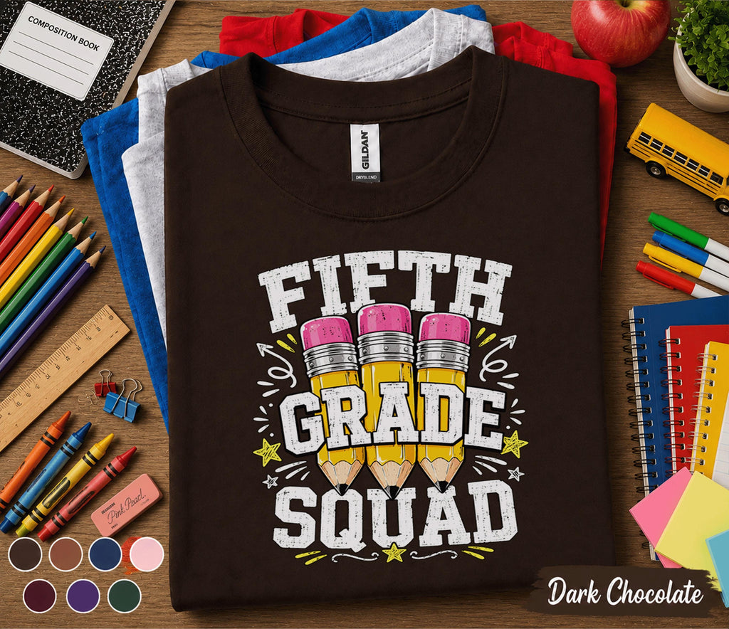 Fifth Grade Squad Shirt, 5th Grade Back to School Tee, Cute Pencil School Shirt, First Day of 5th Grade Shirt, Elementary Student Gift