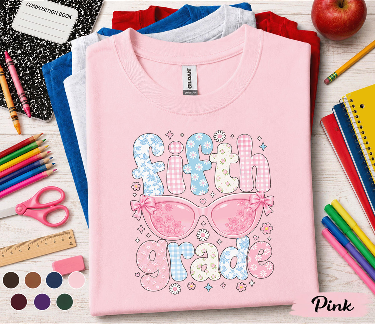 Fifth Grade Shirt, Fifth Grade Back to School Tee, Cute Fifth Grade Sunglasses Shirt, First Day of School Shirt, Floral Student Gift Tee