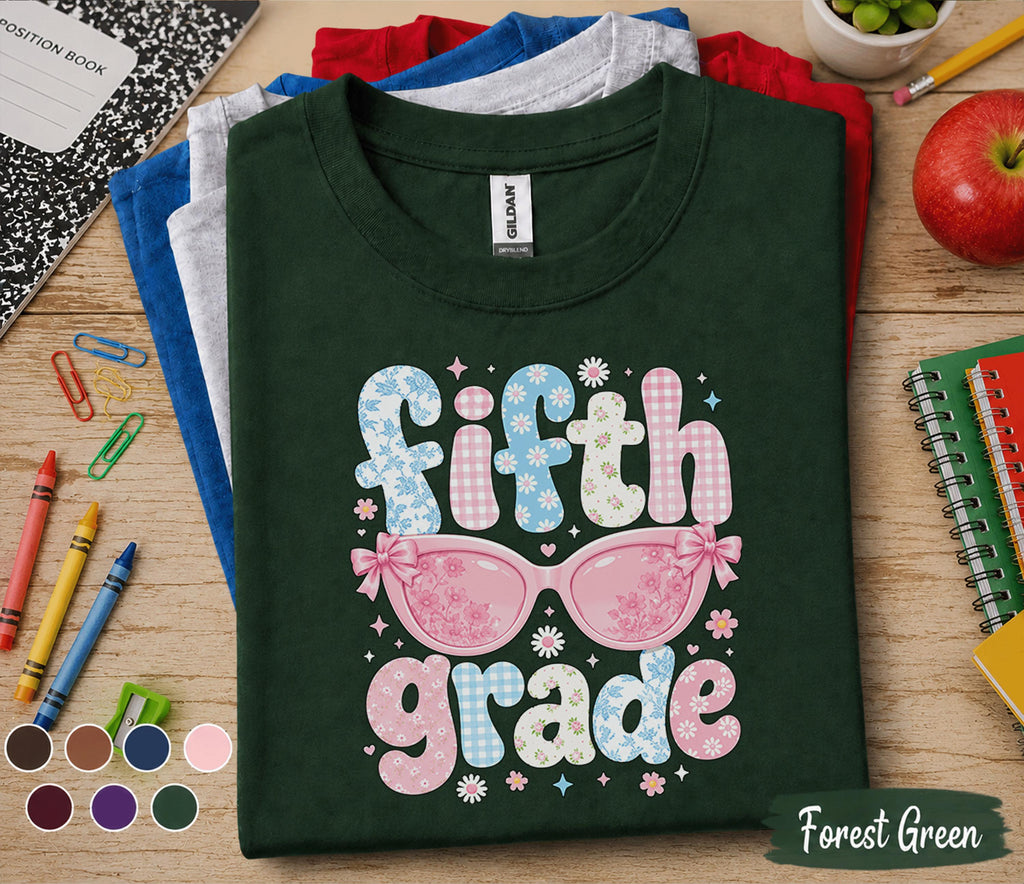 Fifth Grade Shirt, Fifth Grade Back to School Tee, Cute Fifth Grade Sunglasses Shirt, First Day of School Shirt, Floral Student Gift Tee