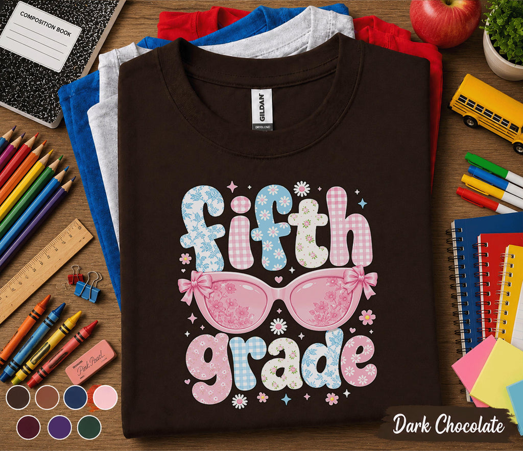 Fifth Grade Shirt, Fifth Grade Back to School Tee, Cute Fifth Grade Sunglasses Shirt, First Day of School Shirt, Floral Student Gift Tee