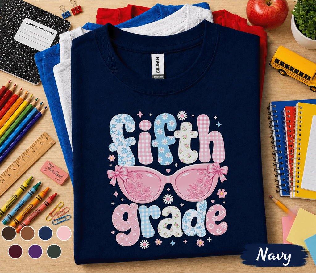 Fifth Grade Shirt, Fifth Grade Back to School Tee, Cute Fifth Grade Sunglasses Shirt, First Day of School Shirt, Floral Student Gift Tee