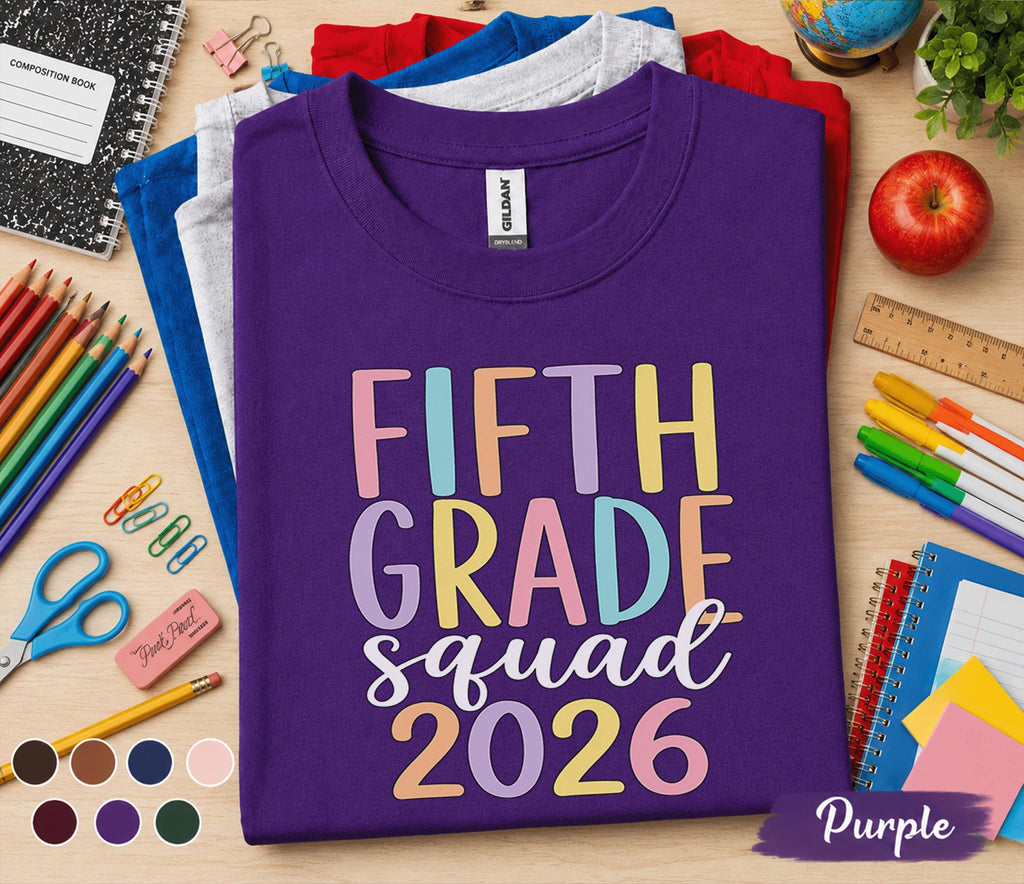 Fifth Grade Squad 2026 Shirt, 5th Grade Graduation Tee, Fifth Grade Class of 2026 Shirt, Back to School Student Gift, First Day School Tee