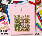 5th Grade Camo Hunting Shirt, Back to School Fifth Grade Tee, Deer Antler First Day of School Shirt, Hunter Student Gift, Woodland Camo Kids