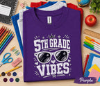 5th Grade Vibes Shirt, Back to School Fifth Grade Tee, First Day of School Shirt, Cool Sunglasses Student Shirt, Trendy Kids School Gift Tee