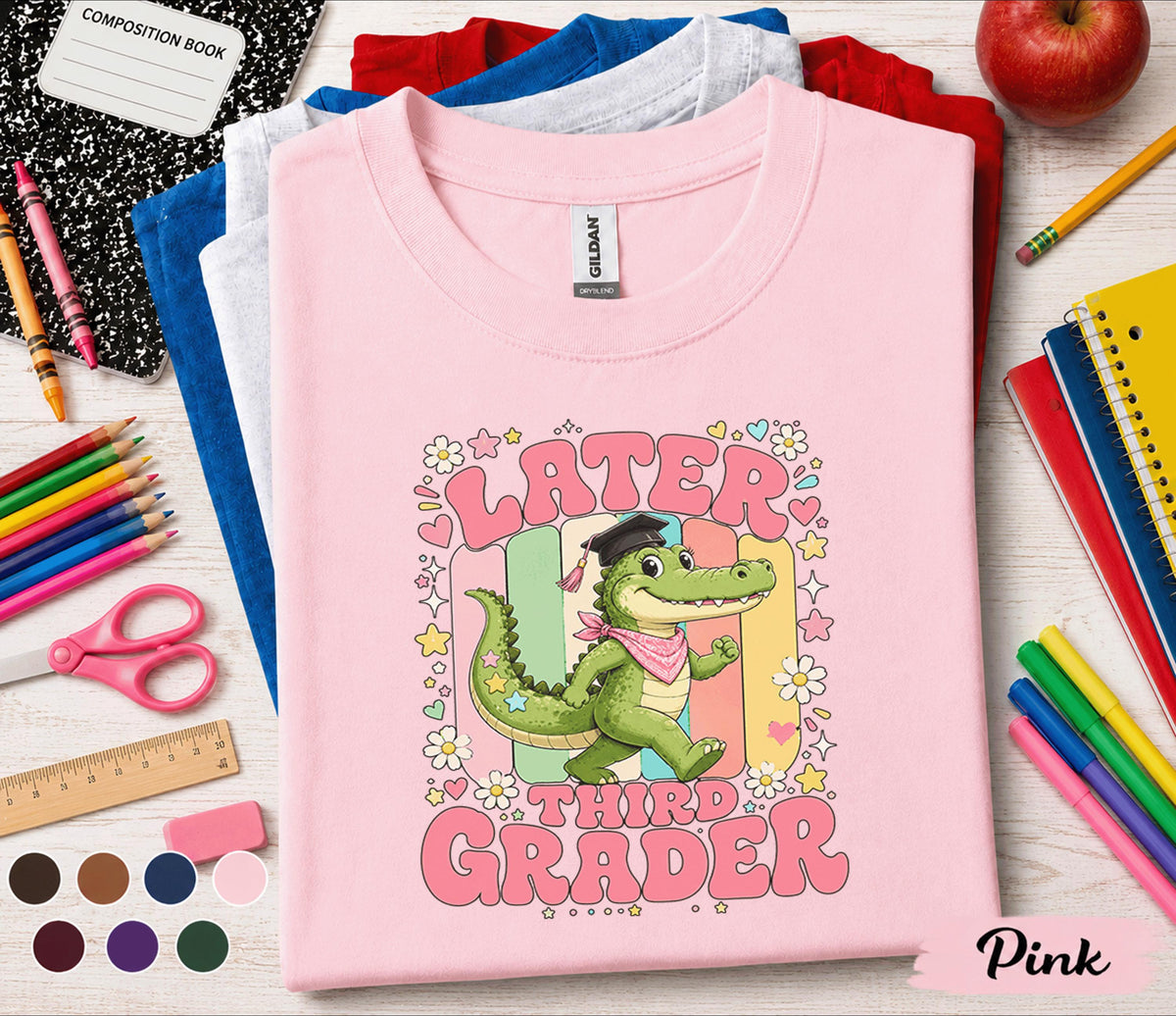 Later Third Grader Shirt, Cute Alligator Graduation Shirt, Last Day of 3rd Grade Tee, Retro School Shirt, Elementary Graduation Gift Kids
