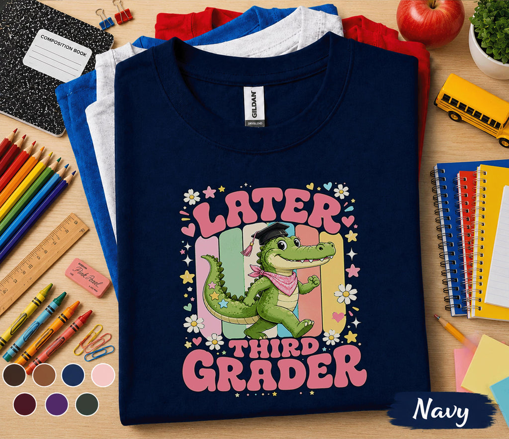 Later Third Grader Shirt, Cute Alligator Graduation Shirt, Last Day of 3rd Grade Tee, Retro School Shirt, Elementary Graduation Gift Kids