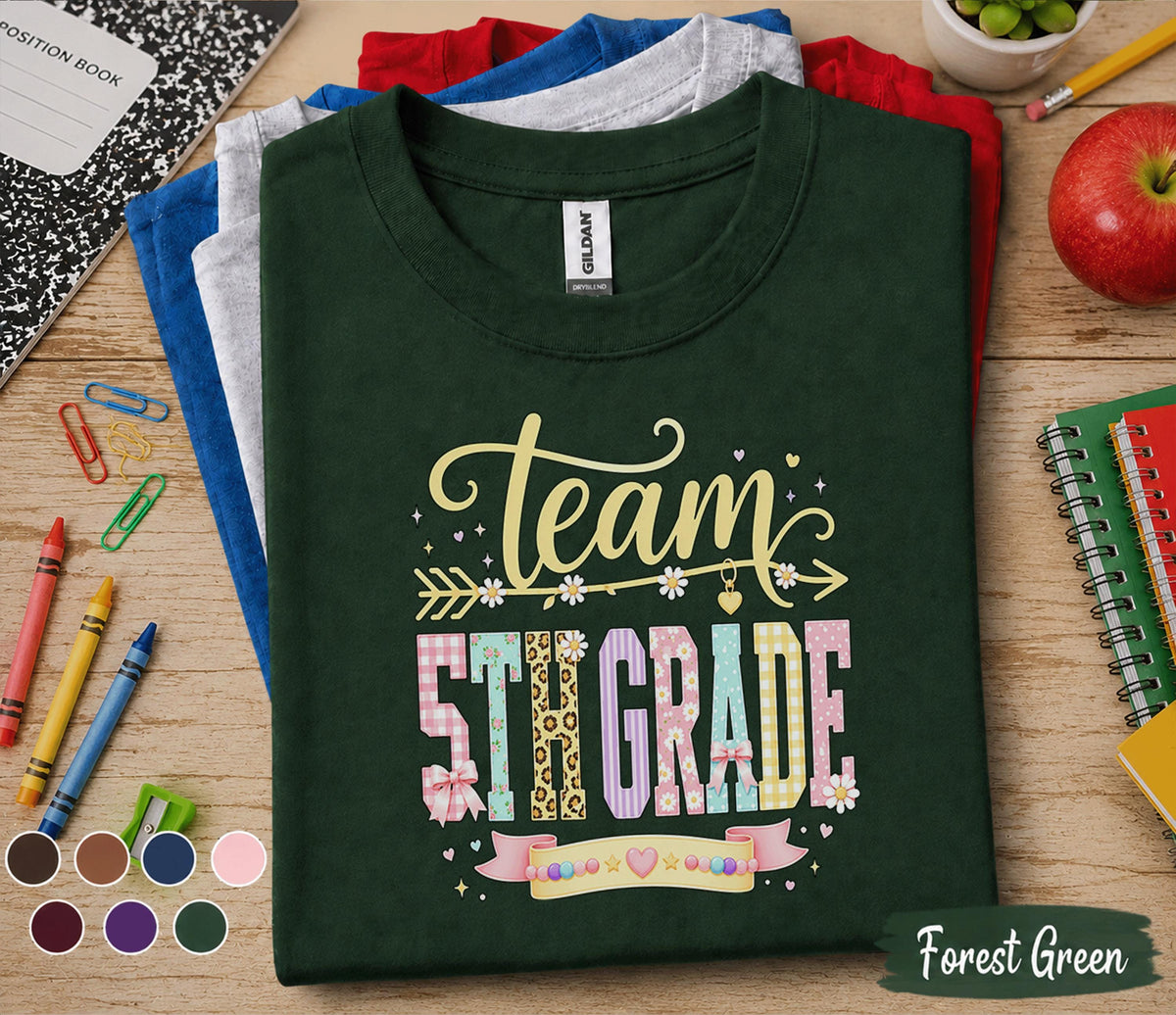 Team 5th Grade Shirt, Cute Matching Fifth Grade Teacher Team Tee, Back to School Classroom Shirt, Elementary School Teacher Gift