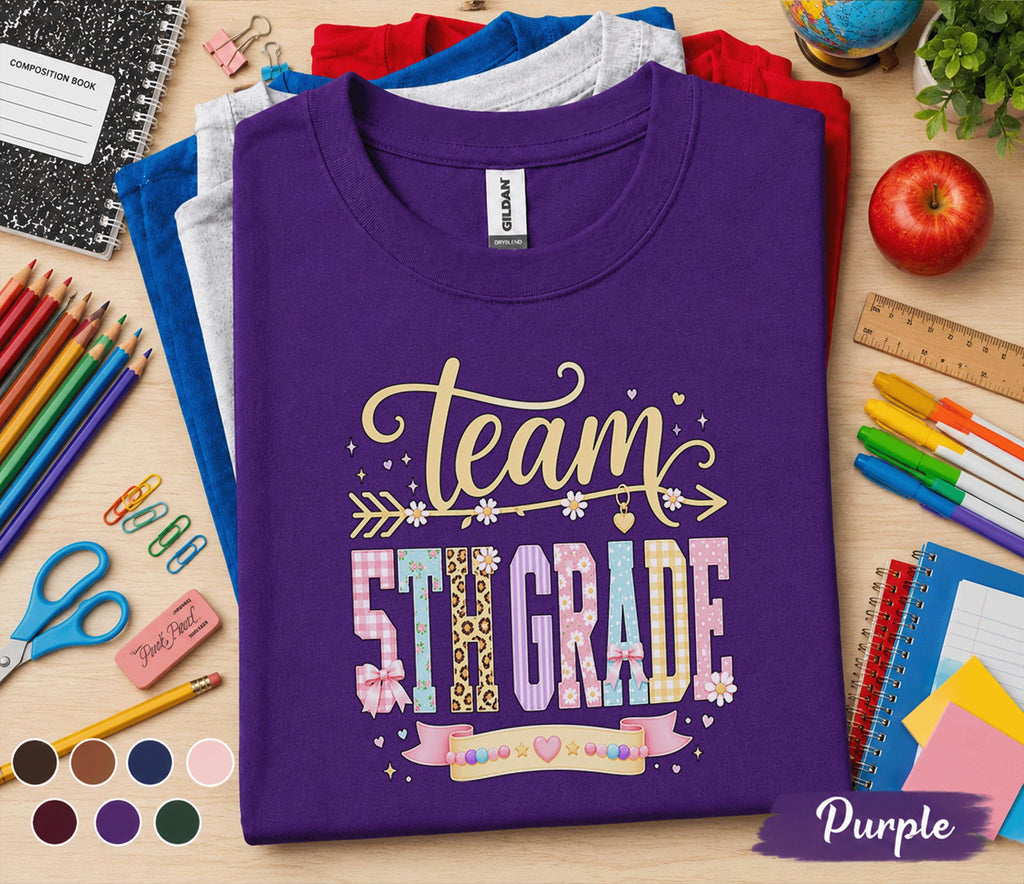 Team 5th Grade Shirt, Cute Matching Fifth Grade Teacher Team Tee, Back to School Classroom Shirt, Elementary School Teacher Gift