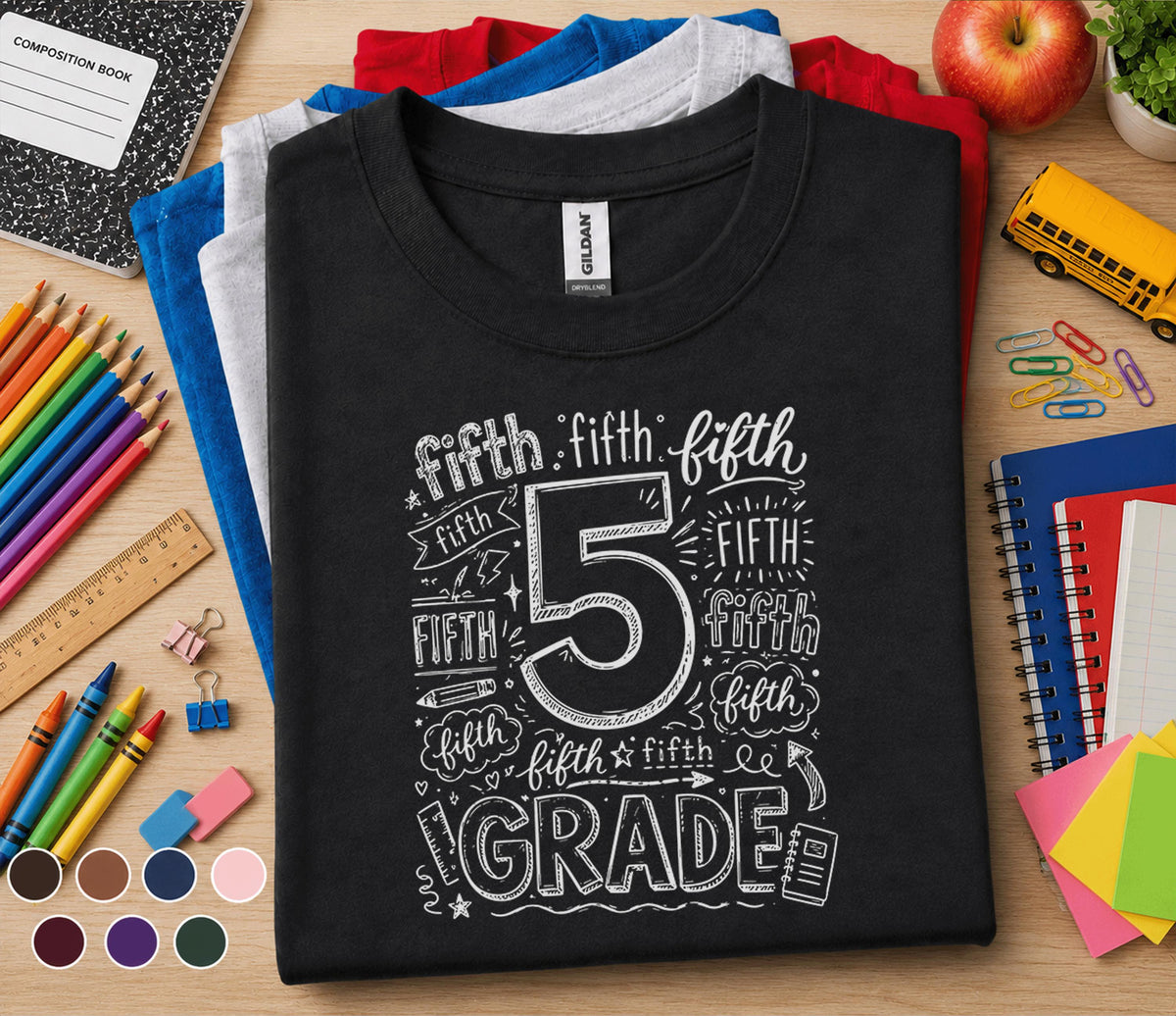 5th Grade Shirt, Fifth Grade Doodle Tee