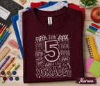5th Grade Shirt, Fifth Grade Doodle Tee, Back to School Fifth Grade Shirt, First Day of School Shirt, Elementary Student Gift for Kids