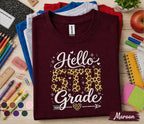 Hello 5th Grade Shirt, First Day of Fifth Grade Shirt, Leopard Print Back to School Tee, 5th Grade Student Shirt, Girl School Outfit Gift