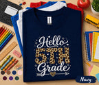Hello 5th Grade Shirt, First Day of Fifth Grade Shirt, Leopard Print Back to School Tee, 5th Grade Student Shirt, Girl School Outfit Gift