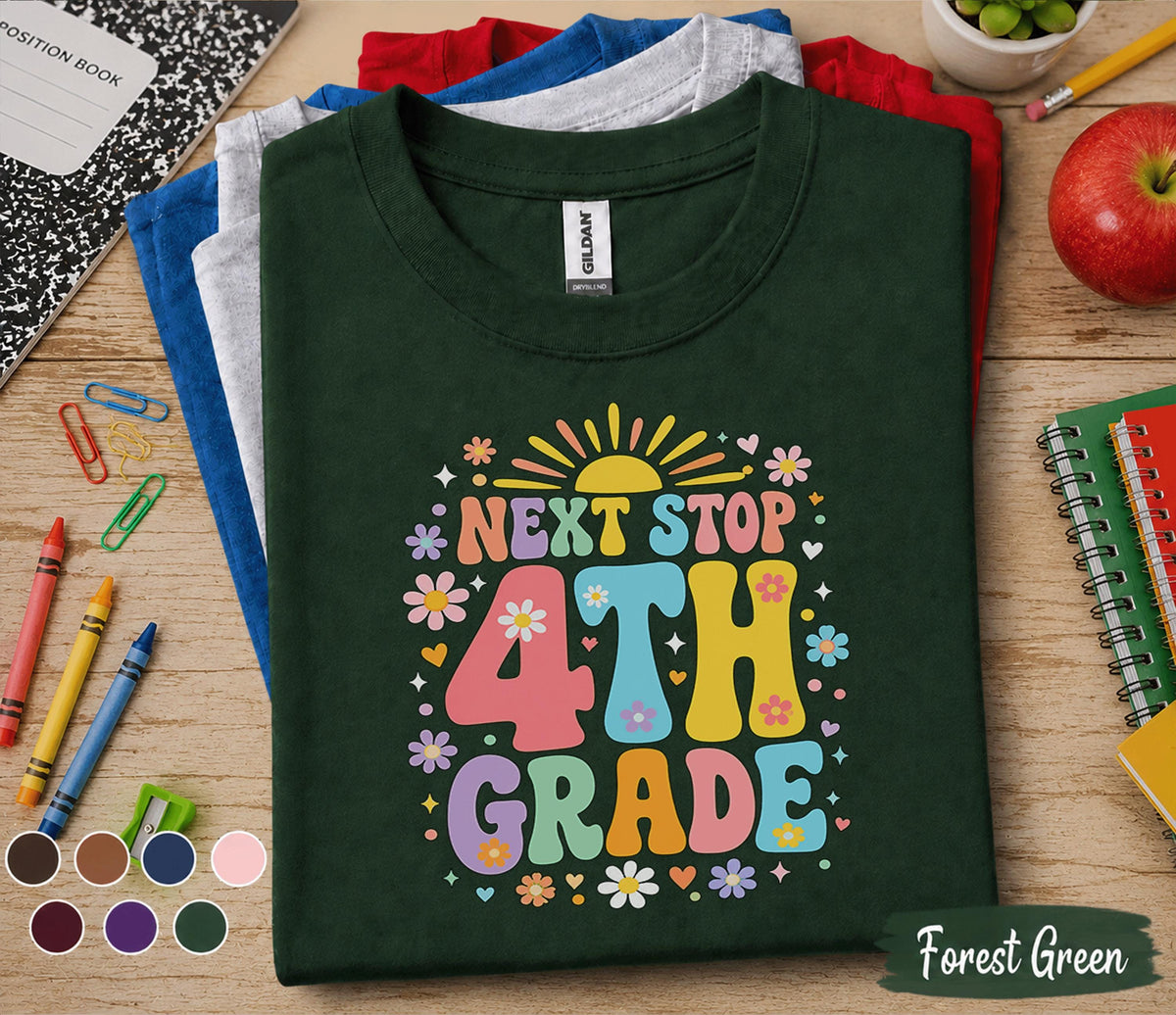 Next Stop 4th Grade Shirt, First Day of School Shirt, Fourth Grade Back to School Tee, Cute Retro Kids School Shirt, 4th Grade Student Gift