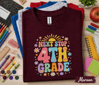 Next Stop 4th Grade Shirt, First Day of School Shirt, Fourth Grade Back to School Tee, Cute Retro Kids School Shirt, 4th Grade Student Gift