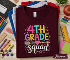 4th Grade Squad Shirt, Back to School Shirt for Kids, First Day of 4th Grade Tee, Cute Fourth Grade Squad Gift, Colorful School Shirt