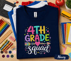 4th Grade Squad Shirt, Back to School Shirt for Kids, First Day of 4th Grade Tee, Cute Fourth Grade Squad Gift, Colorful School Shirt