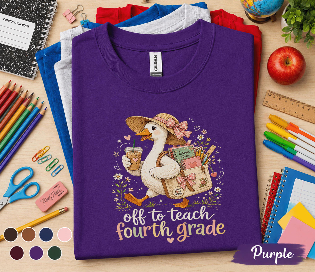 Off to Teach Fourth Grade Shirt, 4th Grade Teacher Shirt, Goose Teacher Tee, Back to School Teacher Gift, Elementary School Teacher Outfit