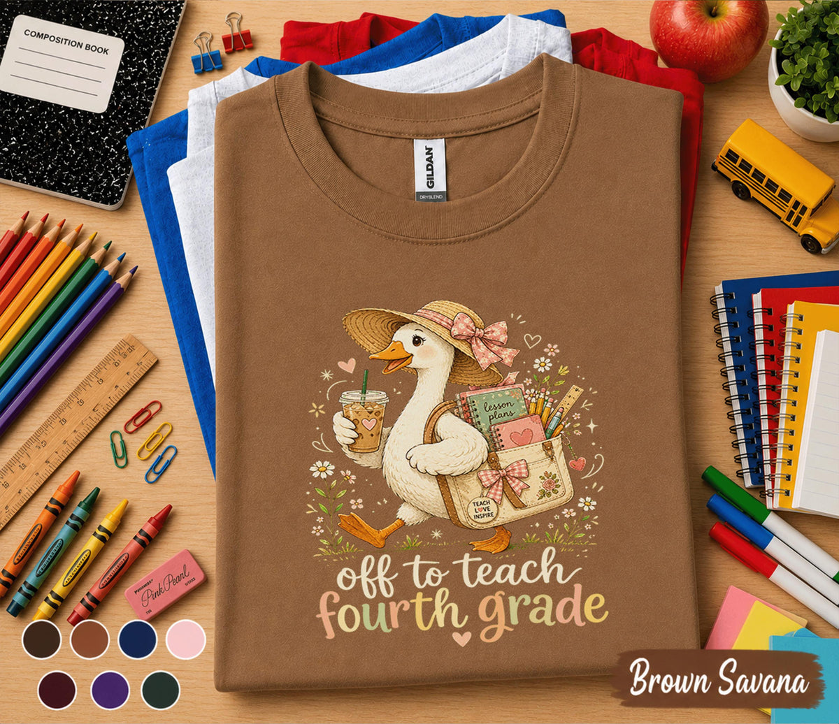 Off to Teach Fourth Grade Shirt, 4th Grade Teacher Shirt, Goose Teacher Tee, Back to School Teacher Gift, Elementary School Teacher Outfit