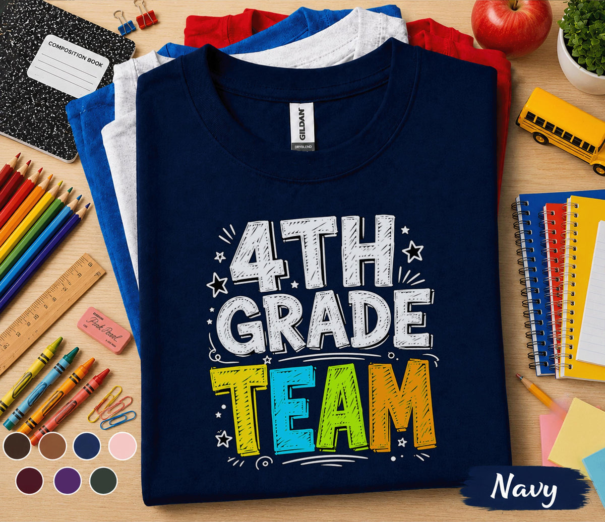 4th Grade Team Shirt, Fourth Grade Back to School Tee, First Day of School Shirt, Grade Level Student Shirt, Elementary School Kids Gift