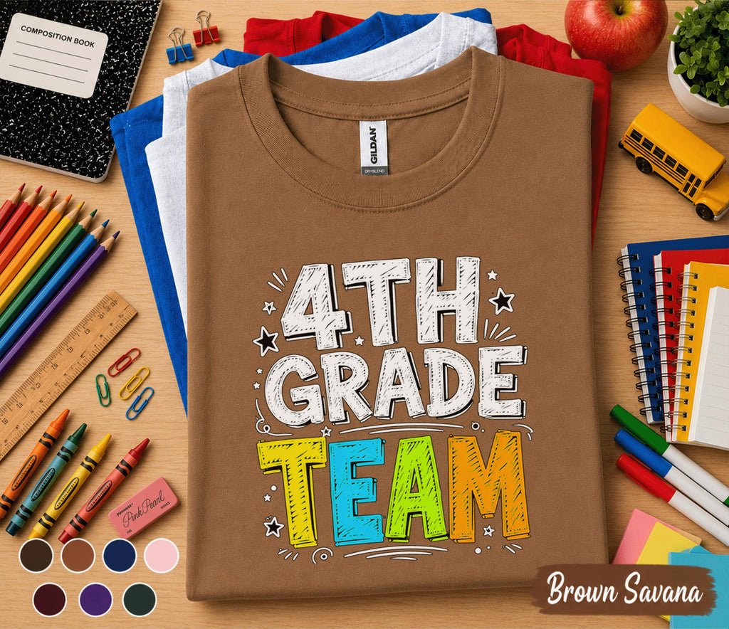 4th Grade Team Shirt, Fourth Grade Back to School Tee, First Day of School Shirt, Grade Level Student Shirt, Elementary School Kids Gift
