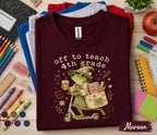 Off to Teach 4th Grade Frog Teacher Shirt, Back to School Teacher Tee, Fourth Grade Teacher Gift, Cute Frog Classroom Shirt
