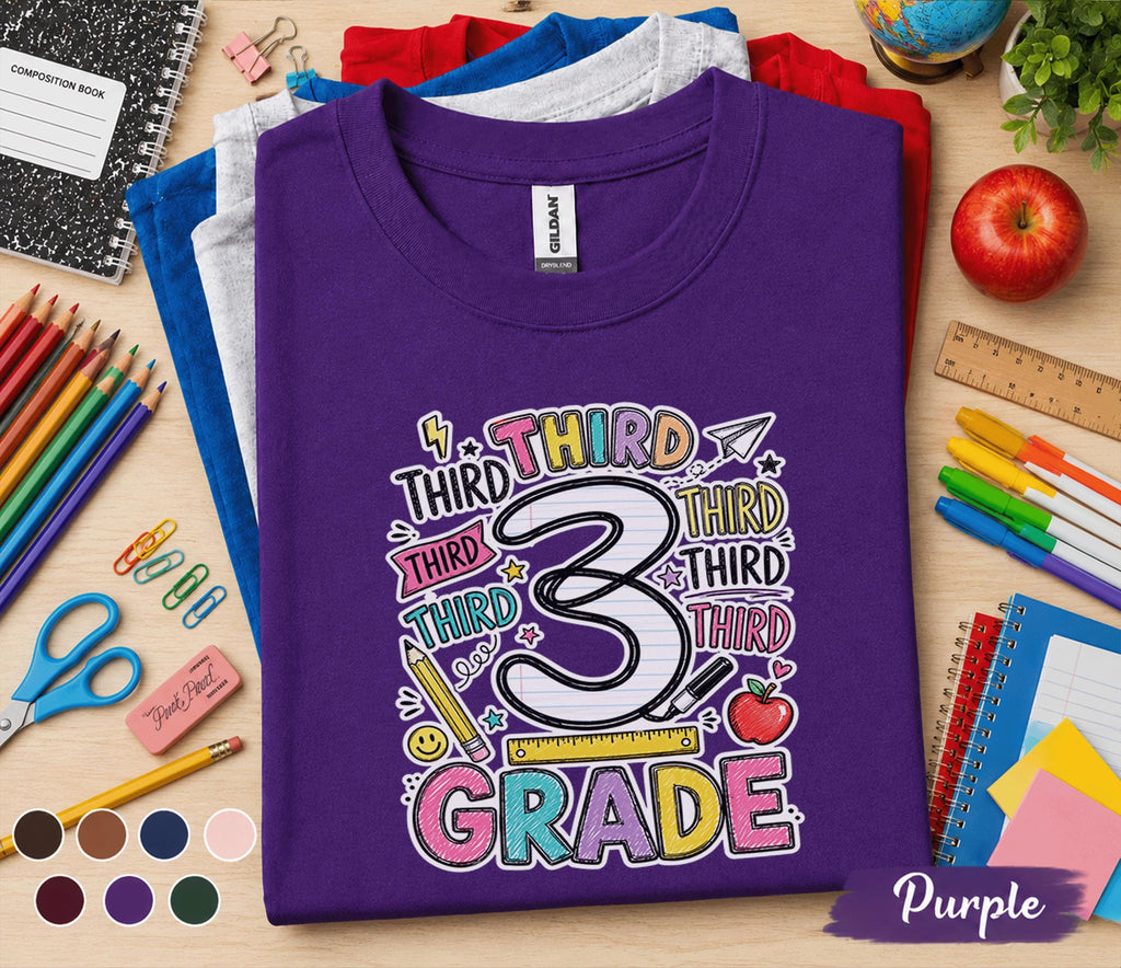 Third Grade Back to School Shirt, 3rd Grade Student Tee, First Day of Third Grade Shirt, Colorful School Outfit, Kids Back to School Gift