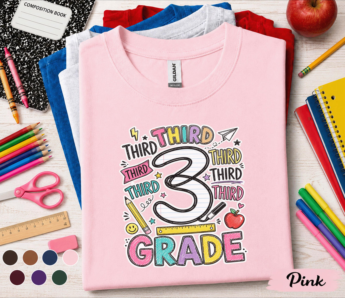 Third Grade Back to School Shirt, 3rd Grade Student Tee, First Day of Third Grade Shirt, Colorful School Outfit, Kids Back to School Gift