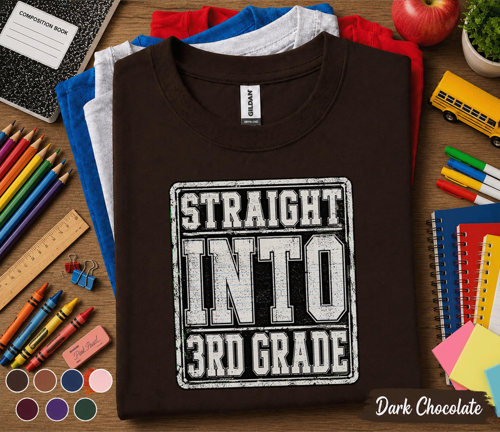 Straight Into 3rd Grade Shirt, First Day of Third Grade Tee, Back to School Student Shirt, Third Grade School Outfit, Kids Classroom Tee