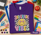 3rd Grade Vibes Shirt, First Day of 3rd Grade Tee, Retro Smiley Face Back to School Shirt, Cute Third Grade Student Gift