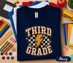 Third Grade Shirt, Retro Third Grade Back to School Tee, First Day of 3rd Grade Shirt, Vintage Lightning Student Shirt, Kids School Outfit