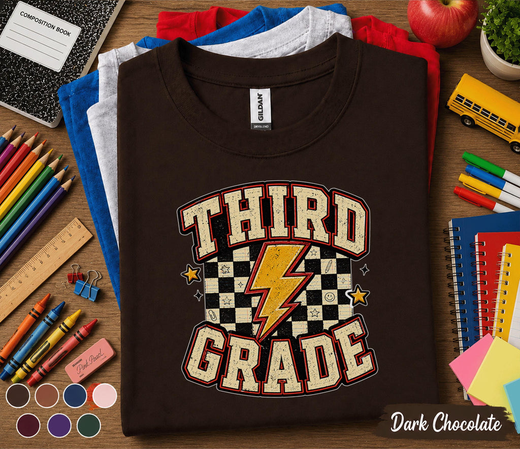 Third Grade Shirt, Retro Third Grade Back to School Tee, First Day of 3rd Grade Shirt, Vintage Lightning Student Shirt, Kids School Outfit