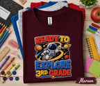 Ready to Explore 3rd Grade Shirt, Astronaut Back to School Tee, First Day of Third Grade Shirt, Space Student Gift, Solar System Kids Tee