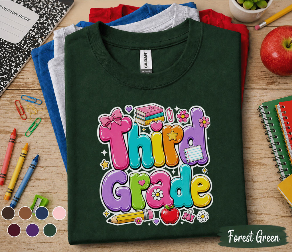 Third Grade Shirt, Cute Back to School Tee, First Day of 3rd Grade Shirt, Colorful School Student Tee, Third Grade Kids Gift Teacher
