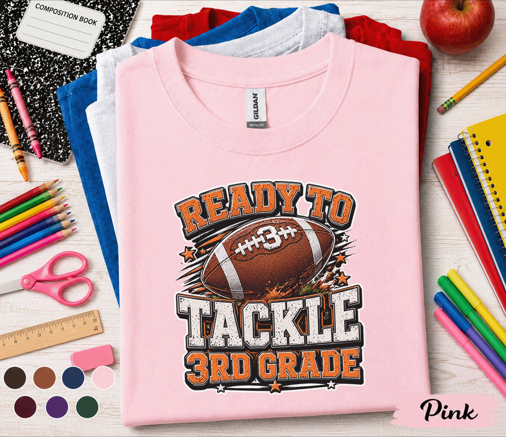 Ready to Tackle 3rd Grade Shirt, Football Back to School Tee, First Day of Third Grade Shirt, Sports Student Gift, Kids Football School Tee