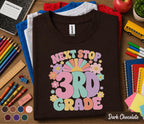 Next Stop 3rd Grade Shirt, Retro Back to School Tee, First Day of Third Grade Shirt, Cute Smiley Flower Student Gift, Kids School Shirt