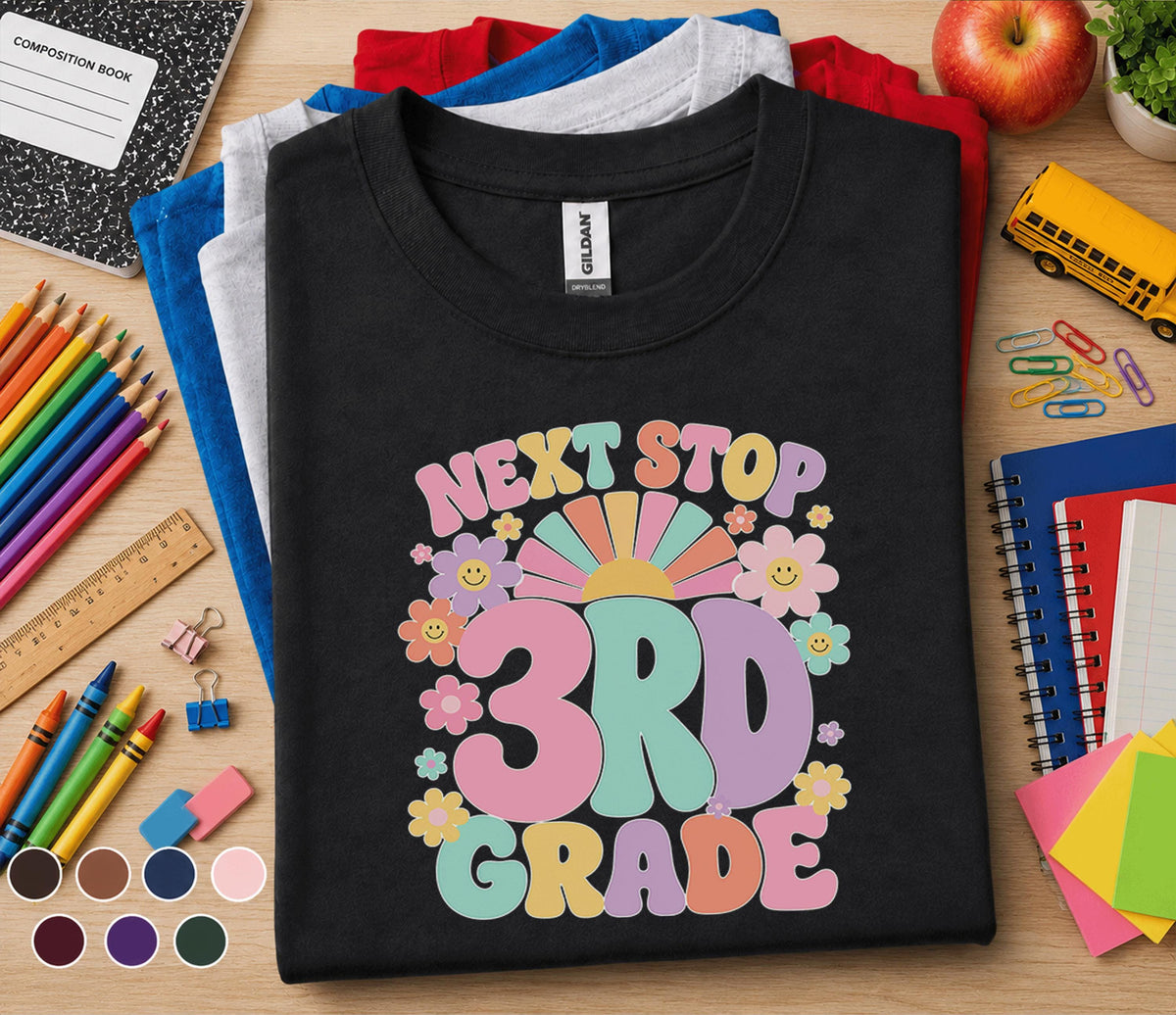 Next Stop 3rd Grade Shirt, Retro Back to School Tee