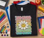 3rd Grade Smiley Daisy Shirt, Retro Back to School Tee