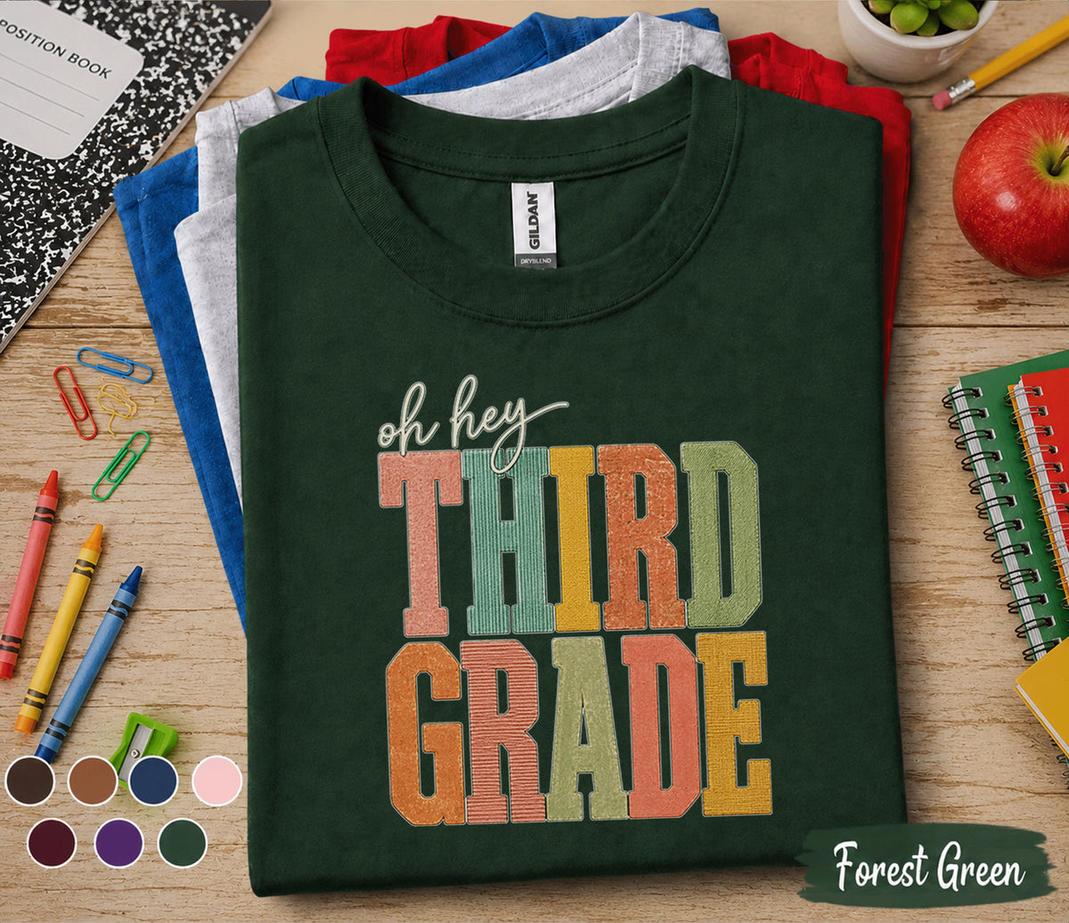 Oh Hey Third Grade Shirt, Retro Back to School Shirt for Kids, First Day of 3rd Grade Tee, Teacher School Outfit, Third Grade Student Gift