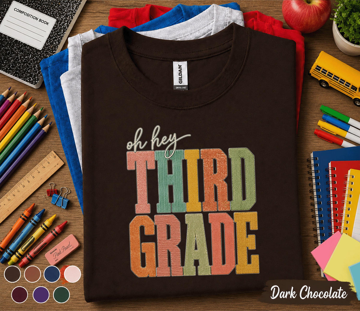 Oh Hey Third Grade Shirt, Retro Back to School Shirt for Kids, First Day of 3rd Grade Tee, Teacher School Outfit, Third Grade Student Gift
