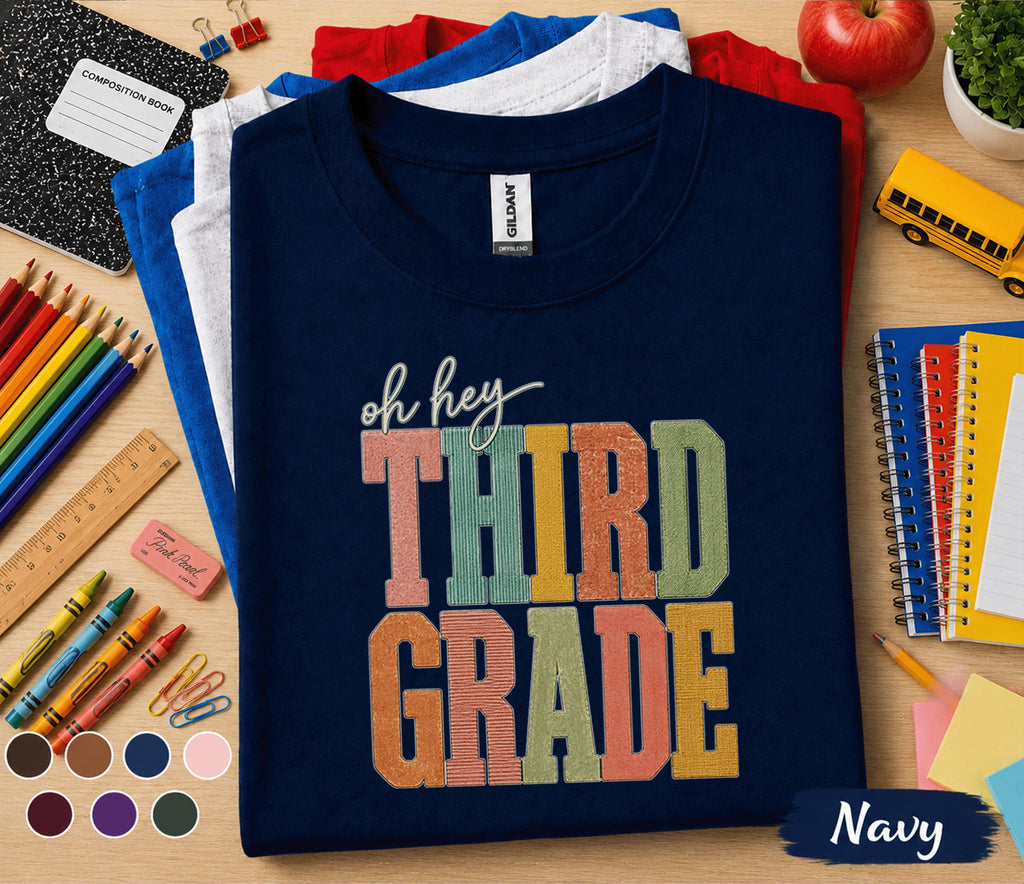 Oh Hey Third Grade Shirt, Retro Back to School Shirt for Kids, First Day of 3rd Grade Tee, Teacher School Outfit, Third Grade Student Gift
