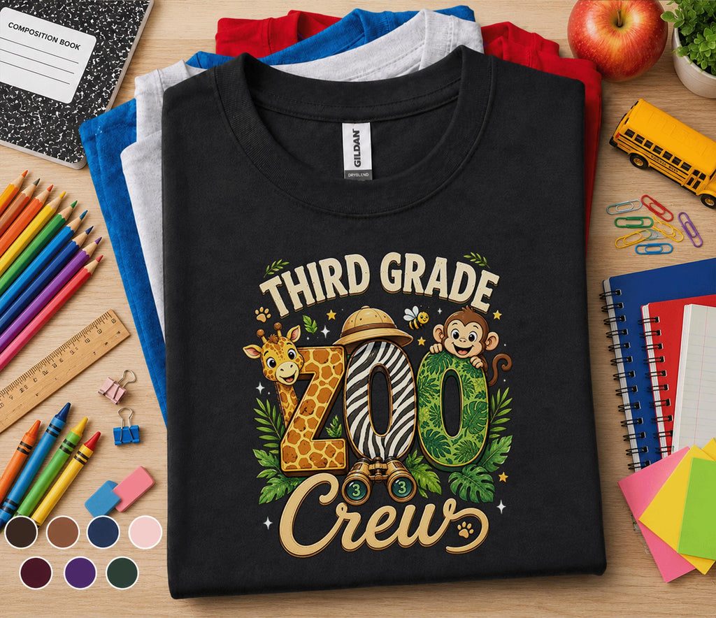 Third Grade Zoo Crew Shirt, Back to School Safari Tee