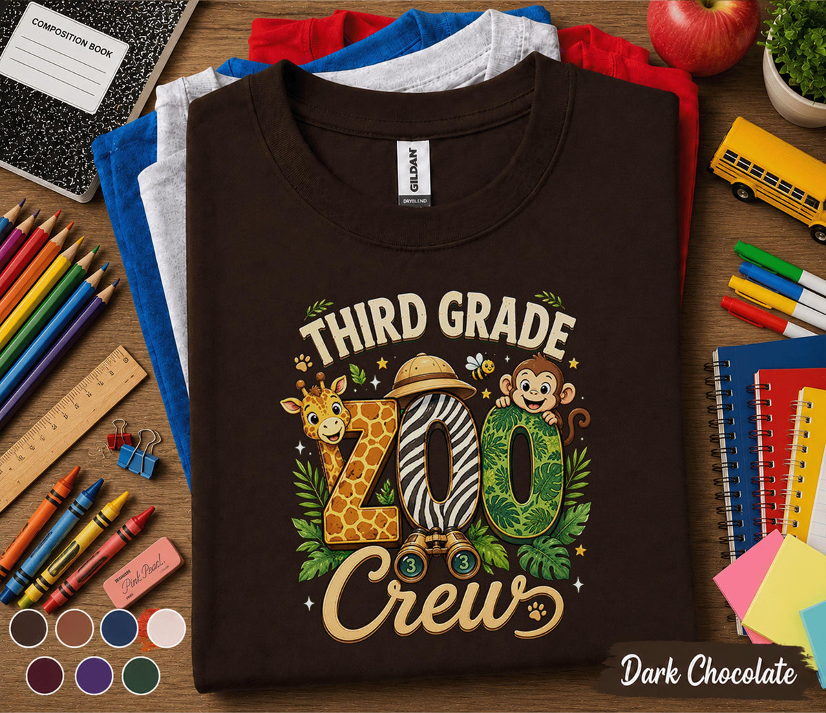 Third Grade Zoo Crew Shirt, Back to School Safari Tee, First Day of 3rd Grade Shirt, Jungle School Outfit, Giraffe Monkey Student Gift