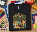 3rd Grade Teacher Shirt, Retro Floral Teacher Tee