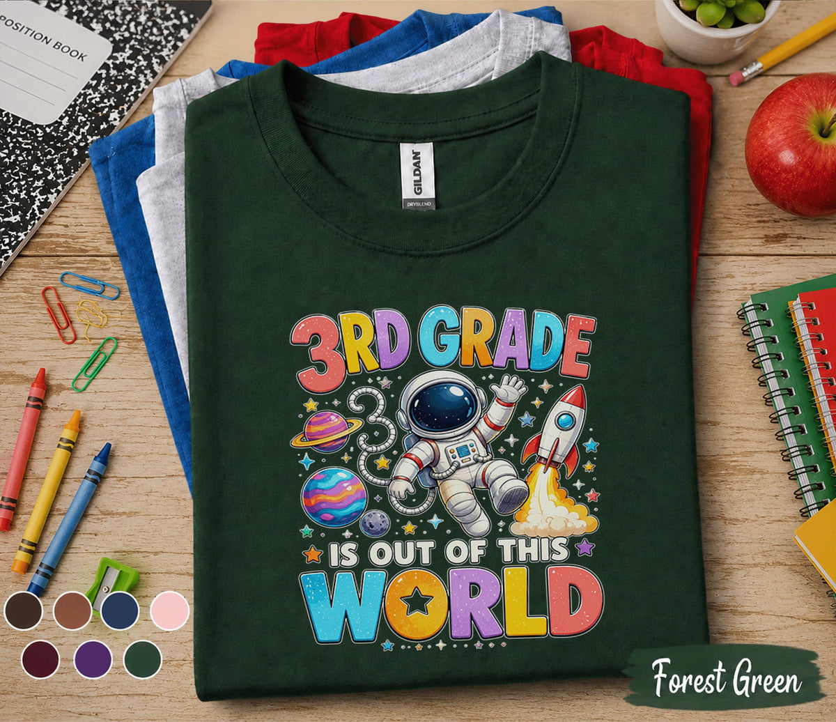 3rd Grade Is Out of This World Shirt, Space Back to School Tee, Astronaut First Day of Third Grade Shirt, Rocket Galaxy Student Gift