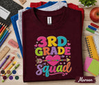 Matching 3rd Grade Squad Shirt, First Day of 3rd Grade Tee, Back to School Shirt, Cute Third Grade Group Outfit, Colorful Heart School Shirt