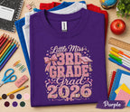 Little Miss 3rd Grade Class of 2026 Shirt, Cute First Day of School Tee for Girls, Glitter Back to School Third Grade Shirt, Student Gift