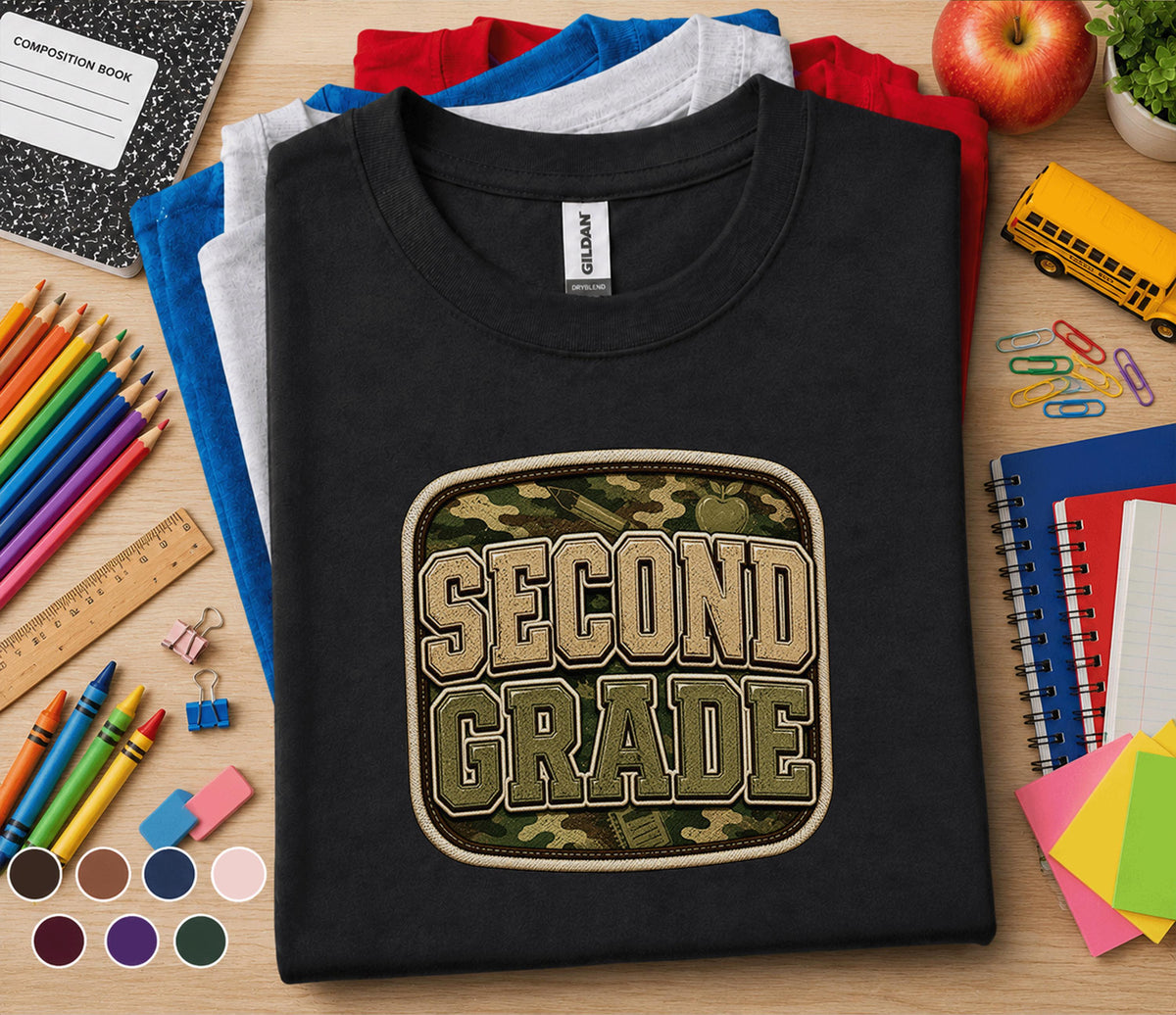 Second Grade Camo Shirt, Back to School Second Grade Tee